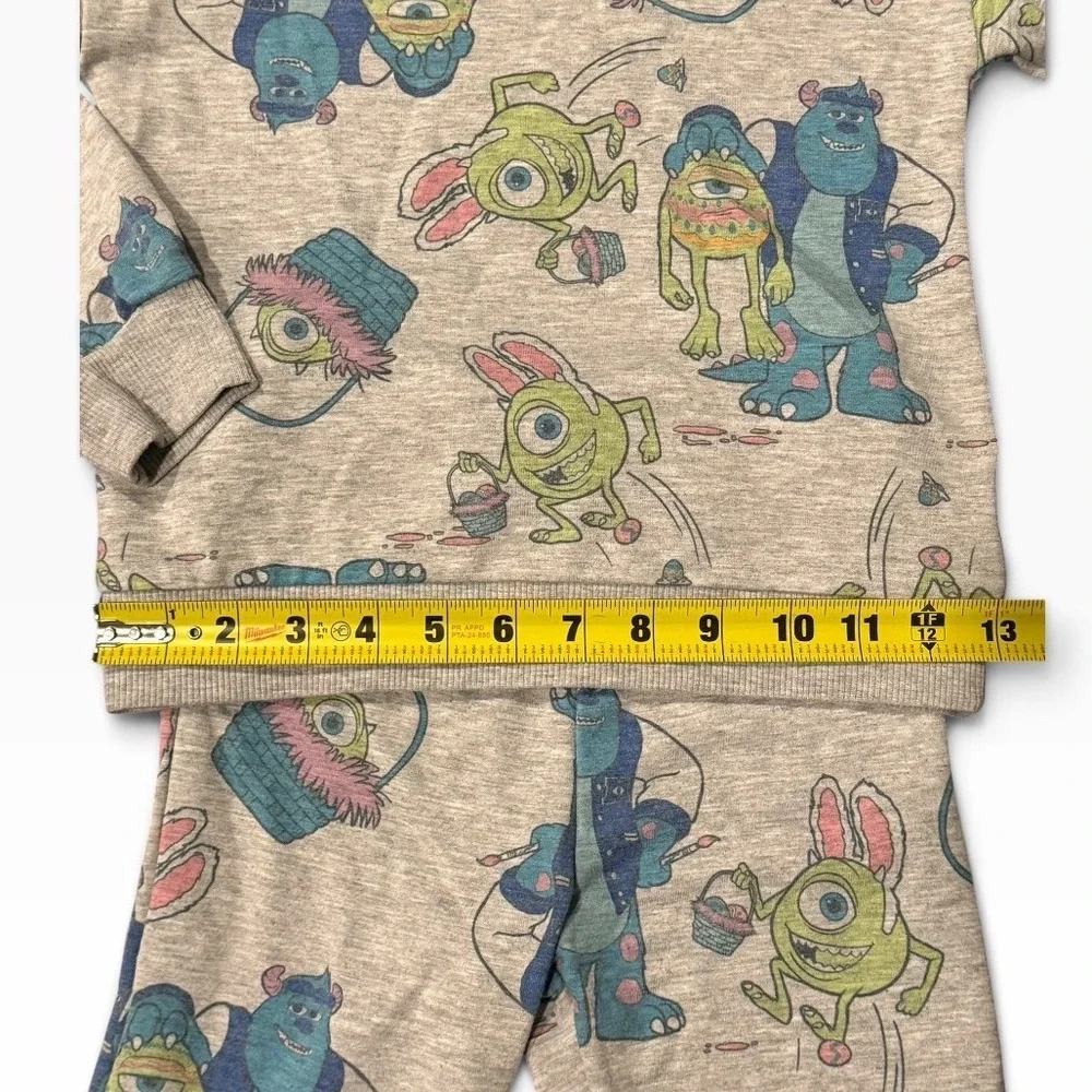 Disney Monsters Inc Mike Sulley Easter Bunny Pajama Set Gray Kids 2 Piece